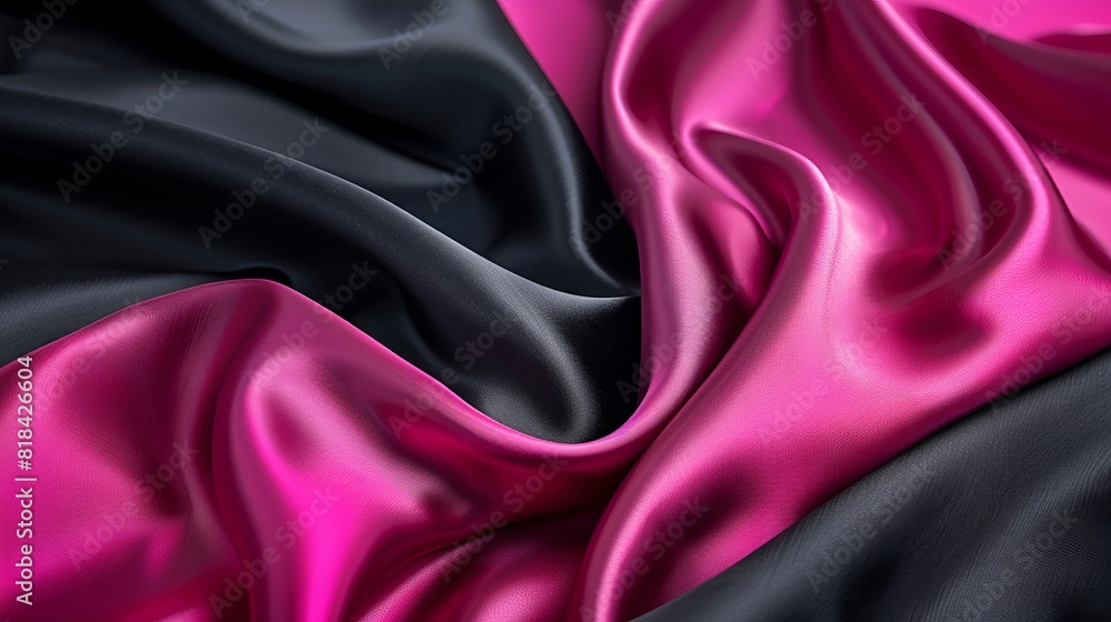 Wall mural smooth black silk background with a splash of hot pink