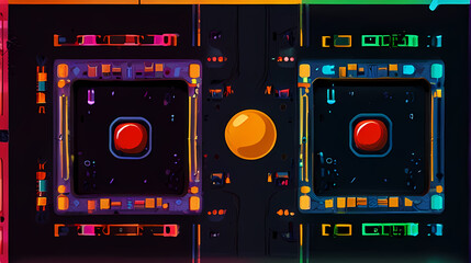 Abstract background with a retro arcade game aesthetic Theme	
