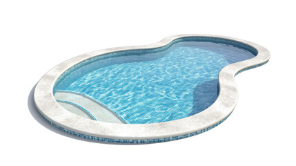 custom kidney shaped pool isolated on transparent background for luxury homes