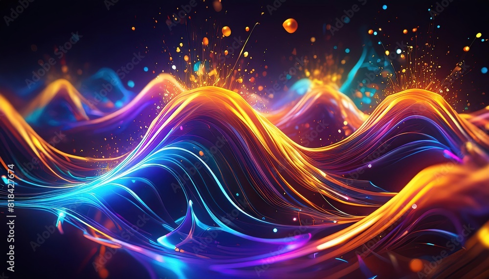 Poster abstract colorful wave pattern in motion