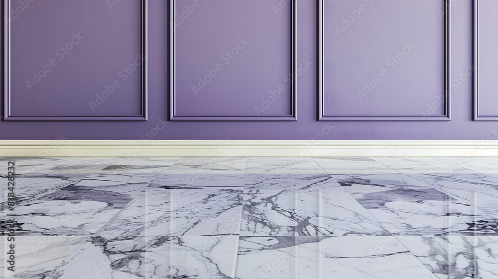 Sticker Marble floor with purple wall background