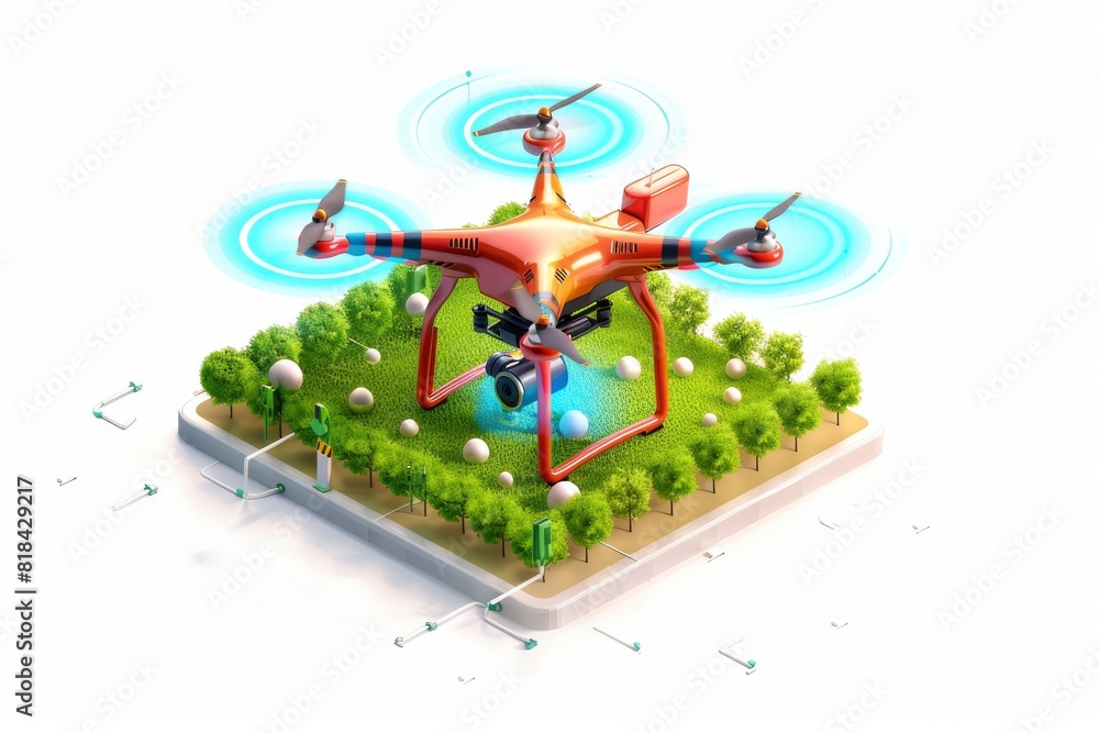 Poster smart farming drones emphasize agritech in agriculture technology, integrating drones in field opera