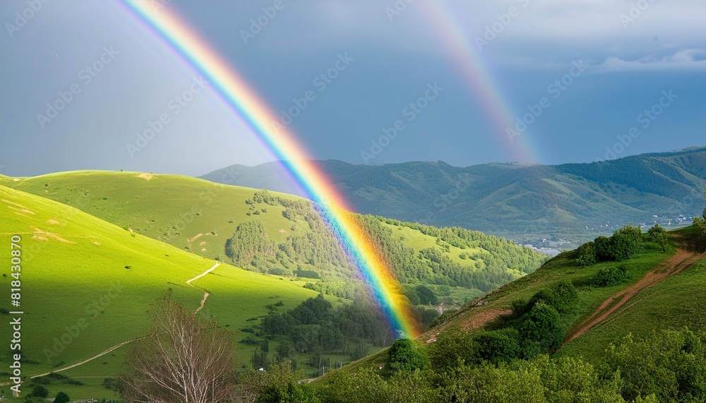 Wall mural rainbow over the river