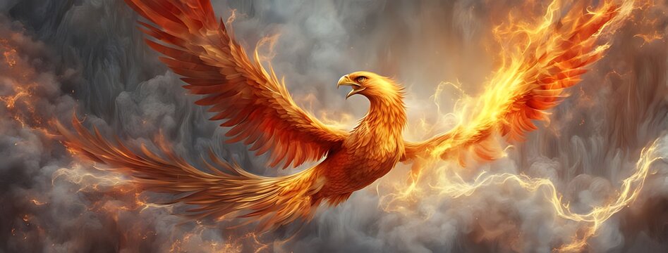  Phoenix bird fire fantasy firebird abstract magic 3D eagle animal. Phoenix bird fire tale character 