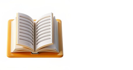 3d of open book on white background