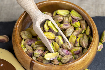 delicious salted green pistachios without shells