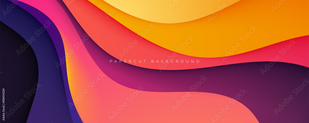 Poster papercut background with colorful layers decorative design vector