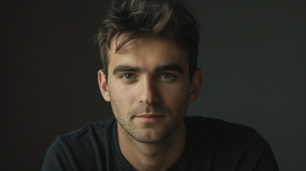 Fototapeta premium portrait of a man in black shirt 