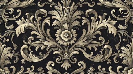 A Renaissance-inspired pattern with ornate scrolls and motifs.