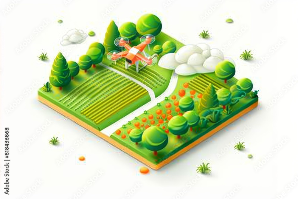 Poster tulip fields undergo transformations with drone technology in 5g farming, improving soil health and 