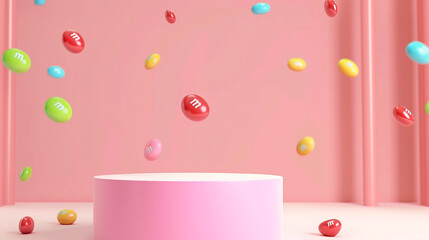 background with pink and white balloons