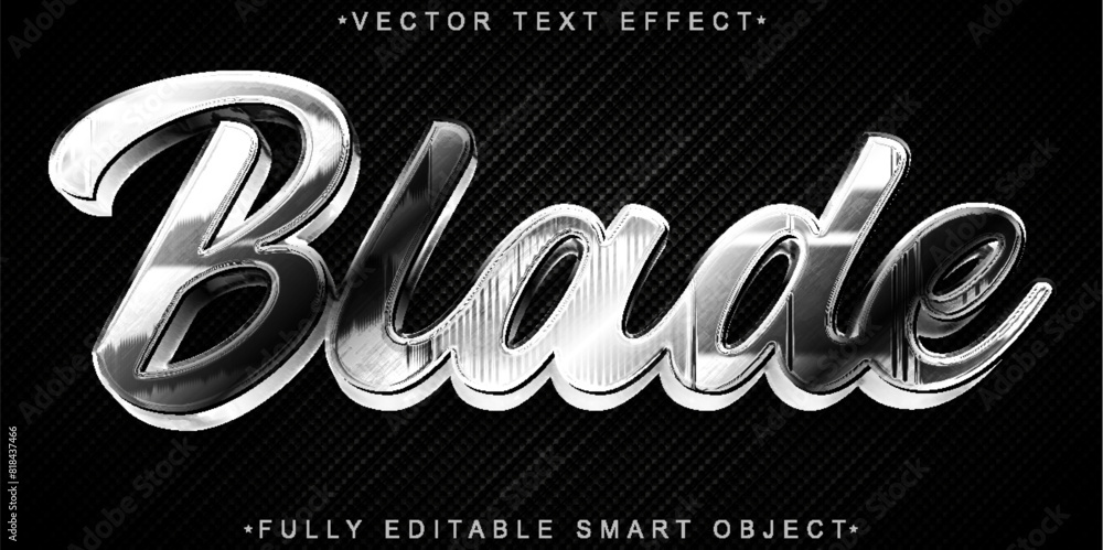 Poster silver blade vector fully editable smart object text effect