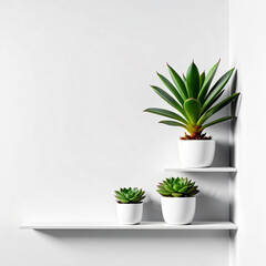Obraz premium succulent plant on the shelf against empty wall mockup