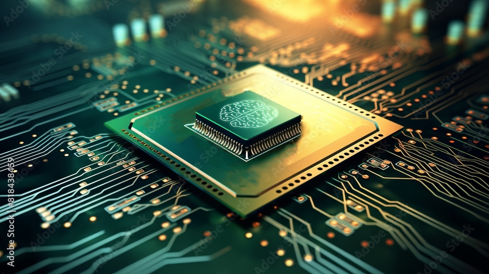 Poster a computer chip is shown on a circuit board