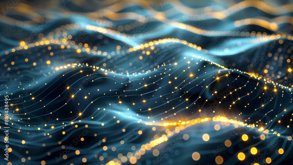 Aufkleber abstract waving particle technology background design. abstract wave moving dots flow particles, hi-