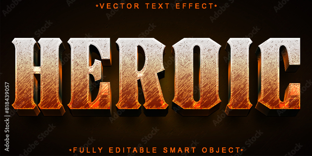 Poster brown worn warrior heroic vector fully editable smart object text effect