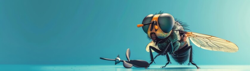 A fly dressed as a pilot