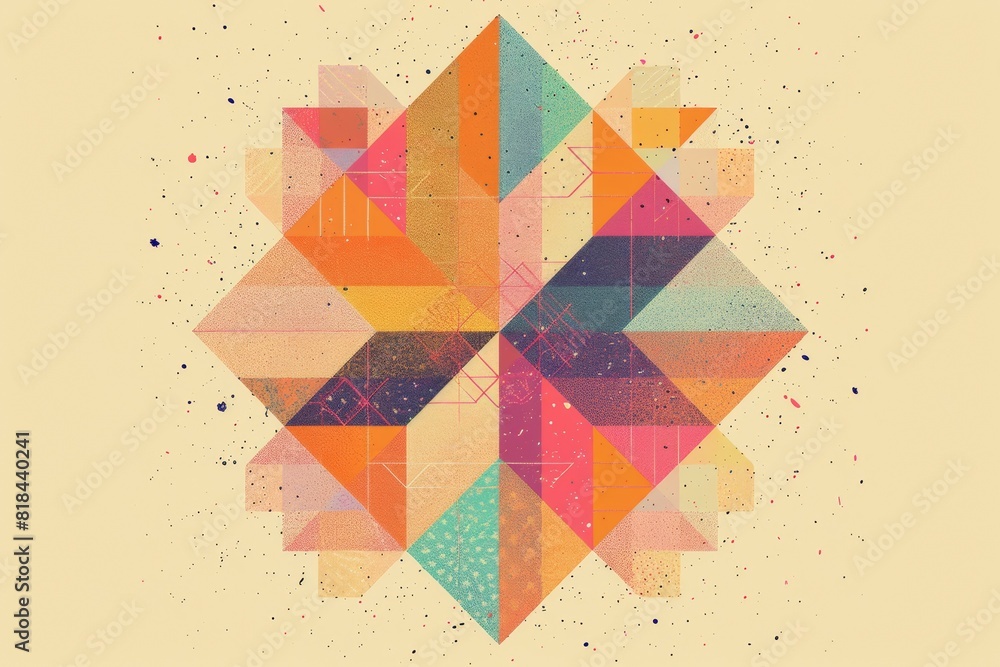 Poster a colorful abstract design with a lot of different colors and shapes. risograph effect, trendy riso 