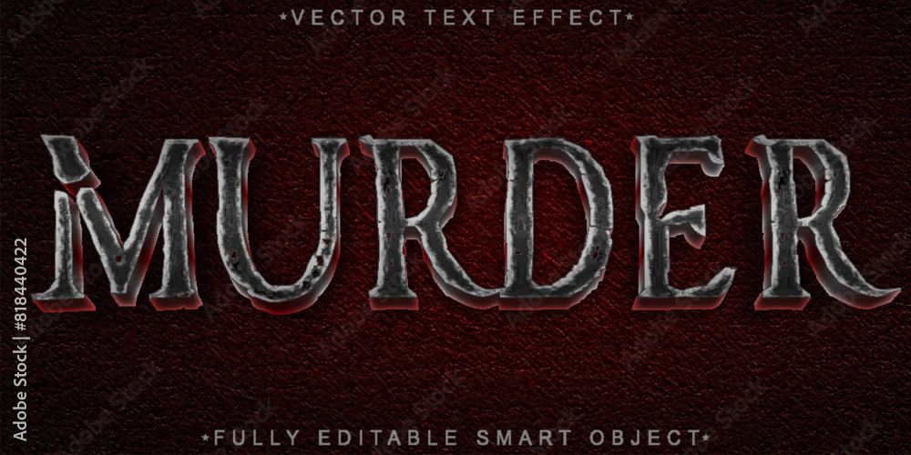 Poster horror killer murder red gray vector fully editable smart object text effect