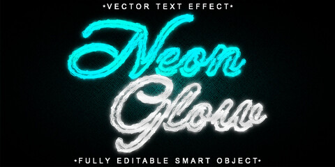 Turquoise Electric Neon Glow Vector Fully Editable Smart Object Text Effect
