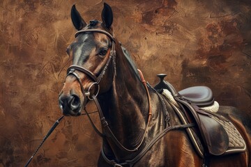 Obraz premium A horse in a jockeys uniform