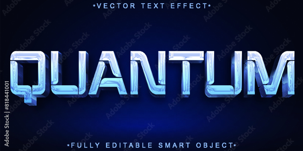 Poster shiny blue quantum vector fully editable smart object text effect