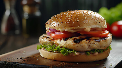 Grilled chicken sandwich burger