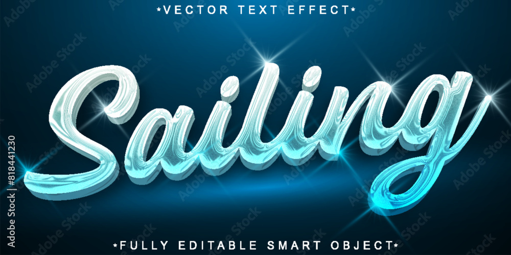Poster blue shiny sailing vector fully editable smart object text effect