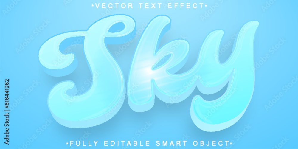 Poster cartoon azure sky vector fully editable smart object text effect