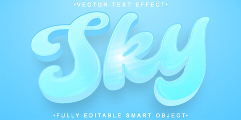 Cartoon Azure Sky Vector Fully Editable Smart Object Text Effect
