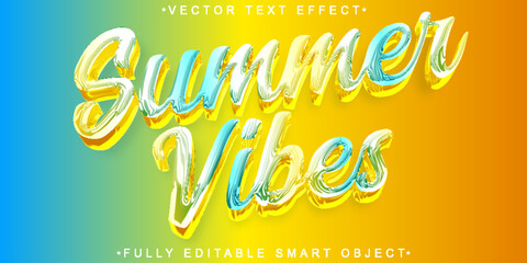 Turquoise Yellow Summer Vibes Vector Fully Editable Smart Object Text Effect