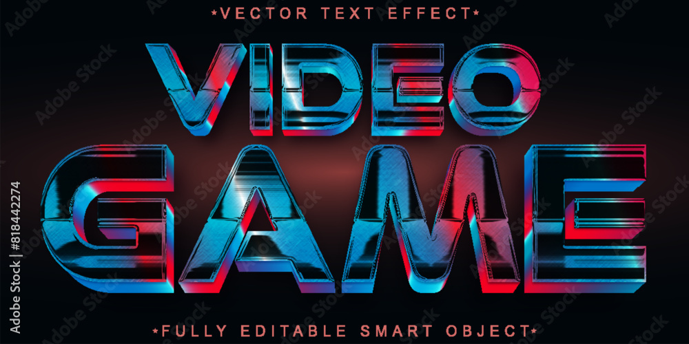 Poster shiny video game colorful gamer vector fully editable smart object text effect