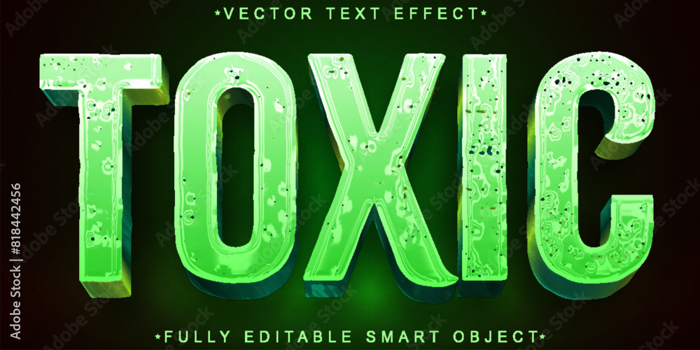 Poster green worn toxic vector fully editable smart object text effect