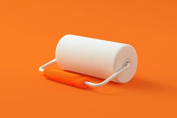 Fototapeta premium Two rolls of toilet paper on orange background for hygiene and wellness concept