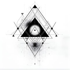 Minimalist Geometric Alchemy Triangle Linework