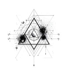 Minimalist Geometric Alchemy Triangle Linework