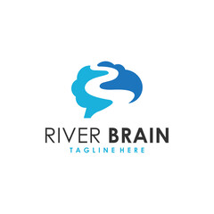 brain river vector logo