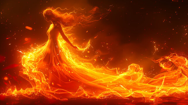 火・炎の女神 ー goddess of fire, flame generative AI