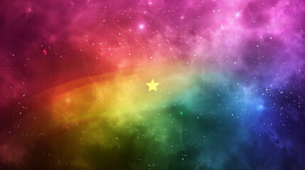 Naklejka premium Banner featuring a small rainbow star icon near the center