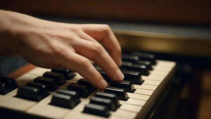 Fototapeta premium The delicate balance between strength and finesse required to master the piano's keys ai_generated