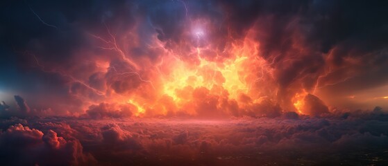 Fiery Apocalyptic Sky with Storm Clouds