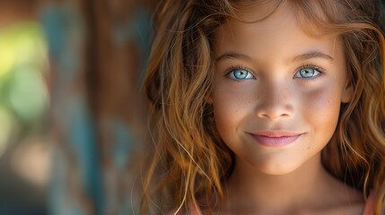 Young Girl with Beautiful Blue Eyes