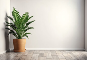 blank interior copy space background with potted green plant