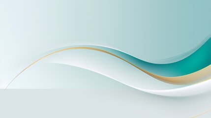 White background with a teal ribbon and gold decoration