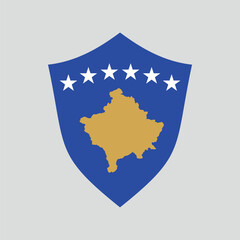 Kosovo Flag in Shied Shape Frame