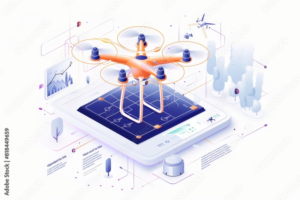 Poster agritech solutions leverage drone tech for efficient monitoring in agriculture, utilizing smart sens