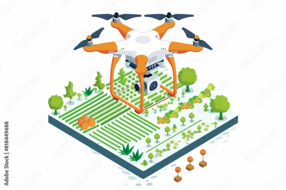 Poster smart drone technology enhances agricultural monitoring, integrating sensors and automation for prec