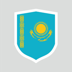 Kazakhstan Flag in Shield Shape Frame