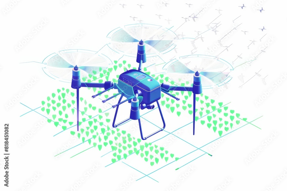 Aufkleber agritechs in smart farming use drones with sensors for automated crop inspection, improving agricult