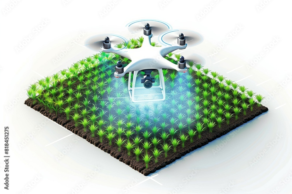 Poster smart drones equipped with sensors and tech improve automation in agricultural research, focusing on